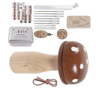 Ensemble d'outils de reprisage - Accessoires de réparation de tissus pour tricot avec champignon en bois massif avec métier à, kit de fabrication de patchs de vêtements, loisirs créatifs pour
