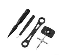 Ensemble d'outils de retrait de moulinet de pêche avec rou et cône trapézoïdal dans boîte de rangement en alliage d'aluminium résistant aux chocs pour réparation de moulinet (noir)