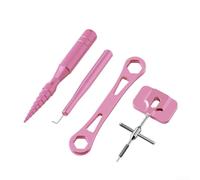 Ensemble d'outils de retrait de moulinet de pêche avec rou et cône trapézoïdal dans boîte de rangement en alliage d'aluminium résistant aux chocs pour réparation de moulinet (ensemble rose)