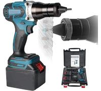 Ensemble d'outils de rivetage sans fil, riveteuse automatique avec batterie 26 V 5200 mAh, chargeur et étui de transport, taille M3-M12, portable et facile à utiliser