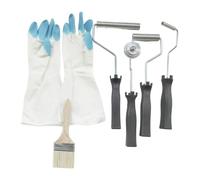 Ensemble d'outils de rouleau en fibre de verre 4 tailles avec brosse et gants pour enlever la mousse, douche, bateau, réparation de projets de bricolage