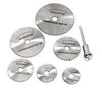 Ensemble d'outils de scie circulaire 7 pièces roue de scie en acier rapide avec 6 disques coupe pour outil rotatif métal bois plastique projets coupe bricolage
