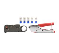 Ensemble d'outils de sertissage de câble coaxial, pince à dénuder et pince de compression pour connecteurs RG6 RG59 RG58 de type F, kit d'installation réseau professionnel avec 5 têtes F pour CATV