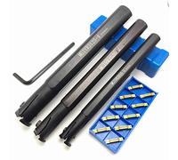 Ensemble d'outils de tournage de tour, MGIVR2016-2 MGIVR2520 MGIVR2520 MGIVR3125-1.5 / 2/3/4 Porte-outil de rotation de trou de rotation de la gorge intérieure CNC Porte-outils + 10pcs Outil de coupe