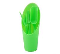 Ensemble d'outils de transplantation de jardin avec quatre outils en plastique pour rempoter des plantes grasses et une pépinière avec fourchette et pelle (vert)