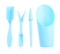 Ensemble d'outils de transplantation de jardin avec repiqueuse, cuillère, seau pelle et perforateur pour plantes succulentes et jardinage (bleu)