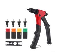 Ensemble d'outils d'écrou de rivet avec poignée ergonomique pour mandrins M3 M5 M6 en alliage d'aluminium pour inserts filetés et fixations aveugles dans un schéma de couleurs rouge et noir pour