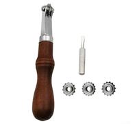 Ensemble d'outils d'espacement pour artisanat du cuir avec 4 roues de marquage de lignes de point réglables (3 mm, 3,5 mm, 4 mm, 5 mm) - Poignée en bois et alliage - Kit d'outils à main DIY