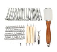 Ensemble d'outils d'estampage du cuir, modèles lettres chiffres clé marteau outils de travail du cuir pour bricolage artisanat du cuir sculpture sculpture