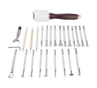 Ensemble d'outils d'estampage professionnel du cuir, 25 pièces, Kit d'outils d'artisanat du cuir pour bricolage, sculpture d'art fait à la main avec 20 motifs, tampons en métal,