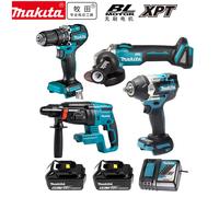 Ensemble d'outils électriques Makita 18V en quatre pièces DDF487 DTW700 DGA404 DHR242, kit combiné avec batterie Li-ion et chargeur, ensemble complet pour atelier 4-in-1 Power Tool FULL KIT