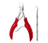 Ensemble d'outils en acier inoxydable, pinces à cuticules, coupe-ongles, ciseaux à ongles d'orteils, rouge, 13,6 x 8 x 2 cm
