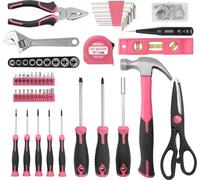 Ensemble d'outils Hi-Spec 56 éléments Rose - ensemble d'outils universel pour la maison et les réparations dans un étui rose esthétique