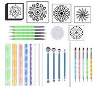 Ensemble d'outils pointage motif Kit de peinture sur pierre Pinceaux à stylo Pochoir Dessin Art - Multicolore multicolore G