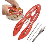 Ensemble d'outils pour craquelins de Fruits de mer, craquelins de Homard et Pics | 4 Outils de cueillette de Pinces de Crabe en Acier Inoxydable - Casse-Noix Ergonomique avec poignée