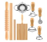 Ensemble d'outils pour fabricant de pâtes : planche à en bois, roue de coupe, rouleau | Gadgets de fabrication de pâtes traditionnelles pour lasagnes maison, tortellini, ravioli