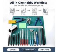Ensemble d'outils pour modèles Gundam 26 pièces, kit d'assemblage DIY pour loisirs, comprenant coupe-côtés, pinces, bâtonnets de ponçage, couteau de modéliste pour débutants en modélisme automobile. 2
