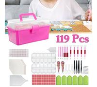 Ensemble D'outils Pour Stylos De Broderie 119 Pièces Bricolage Accessoires De Peinture Diamant 5d Point De Croix Avec Boîte De Rangement En Plastique