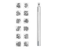 Ensemble d'outils robustes pour l'artisanat du cuir avec motifs zodiacs floraux, parfaits pour une utilisation à long terme par les artistes pour gaufrage de timbres