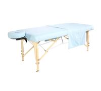 Ensemble drap en flanelle pour table de massage bleu