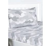 Ensemble Drap-Housse et taie d'oreiller Double Camouflage armée Grise