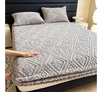 Ensemble drap-housse et taies d'oreiller, draps de lit élastiques bohèmes, drap-housse complet en velours de taffetas, protège-matelas ultra doux, literie moelleuse en peluche(Gray,180*200cm)