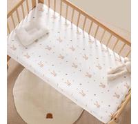 Ensemble Drap Housse Pour Un Lit Bébé Coton Literie Bébé Matelas Drap-Housse Pour Bébé Fleur Lapin Lion Ours Etoile Lune Literie Pour Enfants Sûr Et Confortable Cadeaux Fins (Lapin,80x200cm)
