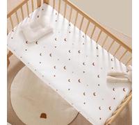 Ensemble Drap Housse Pour Un Lit Bébé Coton Literie Bébé Matelas Drap-Housse Pour Bébé Fleur Lapin Lion Ours Etoile Lune Literie Pour Enfants Sûr Et Confortable Cadeaux Fins (Étoiles Lune,80x200cm)