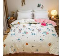 Ensemble draps lit Coton Couverture Couette Imprime Courtepointe Single Double Queen King Couvre-Coquette de litière - Jiang nan_200x200cm (Wai Tai Kon 220x240cm)