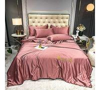 Ensemble draps pièces Filgchies Coton lavées Rides Ultra Respirable Couverture litière Courtepointe en Bas Couvercle de lit 2 taies d'oreiller avec Fermeture éclair (Couleur: h) (e)
