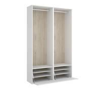 Ensemble dressing avec 2 portes à chaussures et fond d'arrière réversible coloris chêne naturel, blanc