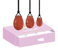Ensemble d'œufs de yoni en jaspe rouge 100 % naturel pour exercices de Kegel, produit féminin, œuf percé avec boîte