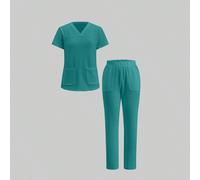 Ensemble d'uniforme de scrub, Top à manches courtes et pantalon de couleur unie minimaliste pour un usage quotidien L,M,S,XL,XSUnicoloreTissu tissé