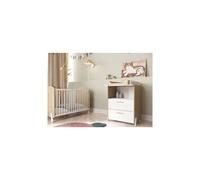 Demeyere Ensemble duo 60 NAILI Hamilton – lit 60x120 cm et commode à langer 2 tiroirs Blanc mat