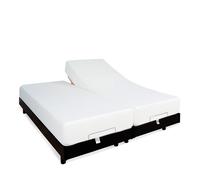 BELLECOUR Ensemble Sommier Électrique + Matelas Mémoire de Forme 21 cm 2 Places 2 x 80x190 cm (ou 160x190 cm) - Tête, Pieds et Buste relevables et télécommande Filaire - Fabriqué en France