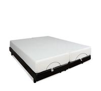 BELLECOUR Ensemble Sommier Électrique + Matelas Mémoire de Forme 21 cm 2 Places 2 x 80x200 cm (ou 160x200 cm) - Tête & Pieds relevables et télécommande Filaire - Fabriqué en France