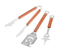 Ensemble d'ustensiles de barbecue 3 pièces multifonctions compact avec spatule, pince et fourchette - Outil pour barbecue et barbecue en plein air - Cadeau pour homme
