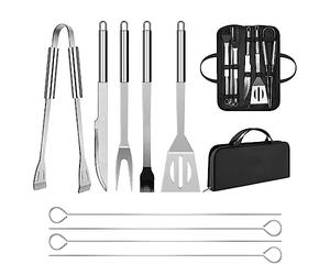 Ensemble d'ustensiles de Barbecue Professionnels en Acier Inoxydable avec Sac Facile à Transporter (9 PCS)