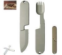 Ensemble d'ustensiles de camping magnétiques 2 en 1 réutilisables pour barbecue extérieur, fourchette et cuillère amovibles, vaisselle pratique pour voyage, randonnée, nature sauvage (1 ensemble)