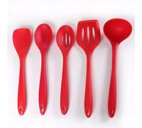 Ensemble D'ustensiles De Cuisine 5 Pièces, Ensemble D'ustensiles De Cuisine En Silicone Cuillère Louche Spatule Tourneur Et Passoire Gadgets De Cuisine Rouge