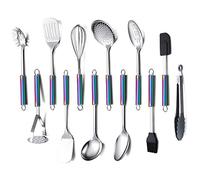 Ensemble D'ustensiles de Cuisine Arc En Ciel,ensemble D'ustensiles de Cuisine 12 Pièces, Ensemble D'ustensiles de Cuisine Pour Ustensiles de Cuisine Antiadhésifs,Lot de 12 Gadgets de Cuisine (Colorés)