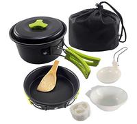 Ensemble d'ustensiles de Cuisine de Camping 2 Personnes Ustensiles de feu de Camp de Camping Ustensiles Non cuites Non cachés Bols de Rangement de casseroles à casseroles empilables légères