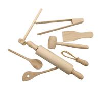Ensemble d'ustensiles de Cuisine en Bois pour - Jeu de Cuisine Royal| pour casseroles en Bois Naturel | Cadeau pour Apprendre à Faire Semblant d'être Un Chef sûr pour Les garçons et Les Filles