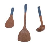 Ensemble d'ustensiles de cuisine en bois, spatule de cuisson lisse et robuste, louche cuillère à soupe pour les Chefs à domicile en bois Composite 3 ou 4 pièces (Ensemble 1)