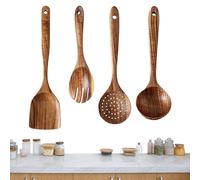 Ensemble d'ustensiles de cuisine en bois - Ustensiles de cuisine antiadhésifs faits à la main | Cuillères et spatules en bois résistantes à la chaleur, ensemble d'ustensiles écologiques, de cuisine en