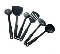 Ensemble d'ustensiles de cuisine en nylon résistant à la chaleur et anti-adhésif, poignée ergonomique, facile à nettoyer, passe au lave-vaisselle, 35 x 12 x 10 cm, noir, multi-usages, pour sauter