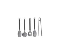 Ensemble d'ustensiles de cuisine en silicone 5 pièces - Gris, poignées sûres avec boucles de suspension, compatibles avec les ustensiles de cuisine antiadhésifs, passent au lave-vaisselle, sans BPA