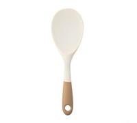 Ensemble d'ustensiles de cuisine en silicone avec spatule et cuillère à soupe, résistant à la chaleur et non adapté pour une utilisation avec des ustensiles de cuisine non inclus (blanc et marron)