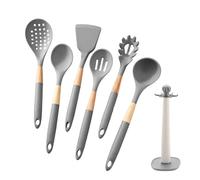 Ensemble d'Ustensiles de Cuisine en Silicone,Lot de 7 pièces gain de place, passe au lave-vaisselle,Lot d'Ustensiles avec Support de Rangement - Pour Ustensiles Antiadhésifs, Casseroles, Poêles, Pâtis