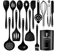Ensemble d'ustensiles de cuisine en silicone résistant à la chaleur - Outils de cuisine tout-en-un antidérapants avec cuillères, spatules et plus encore - Disponible en ensembles de 12/15/32 pièces